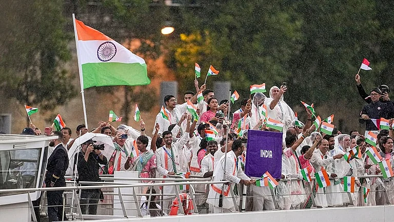 Indian athletes at Paris Olympics 2024 Opening Ceremony. - | Photo: PTI/Ravi Choudhary